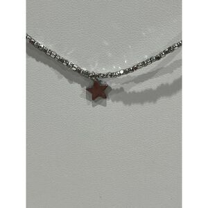 choker‎ silver tone beaded chain with star charm